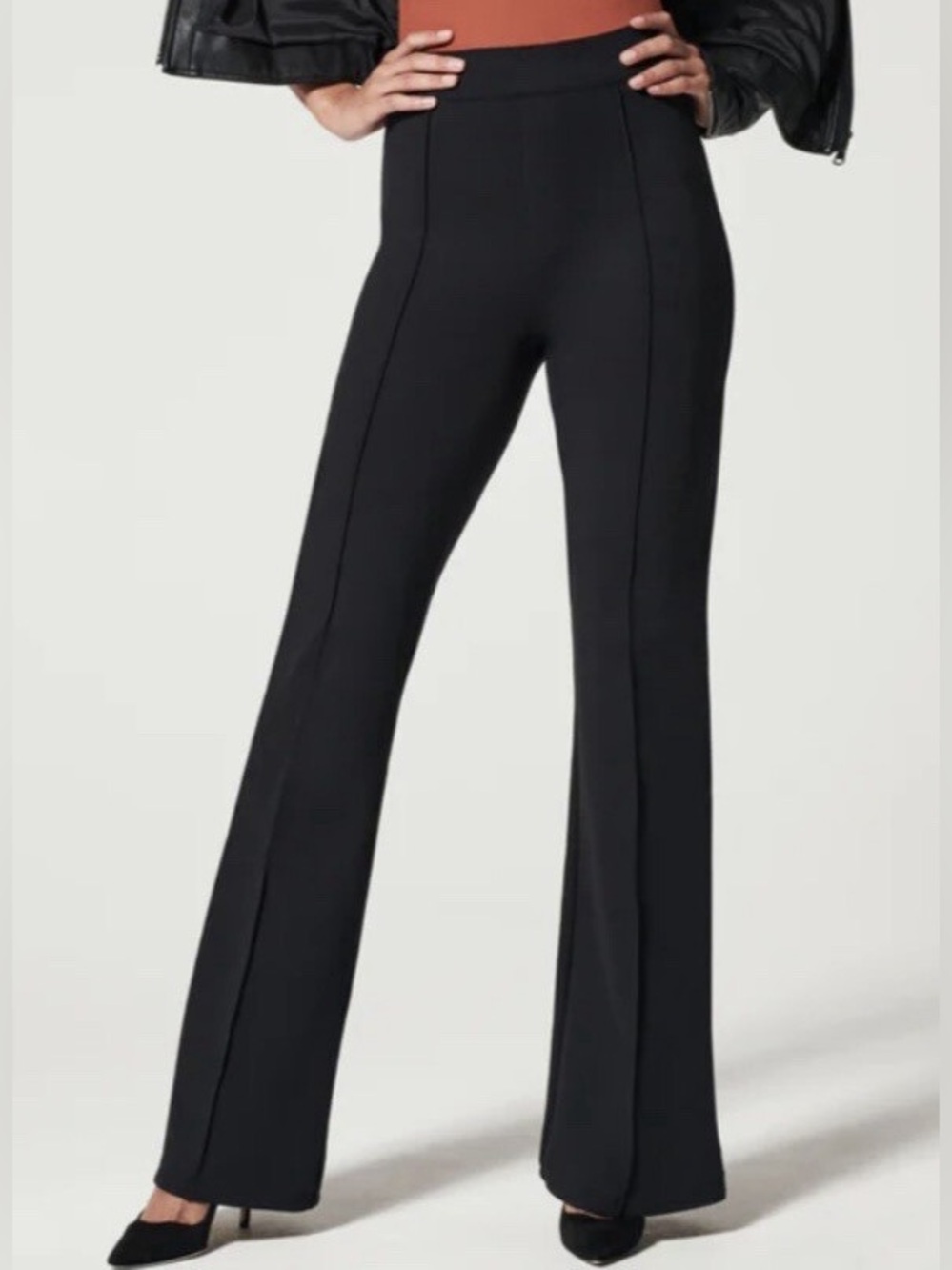 SPANX Black High-Rise Flare Pants with Front Seams